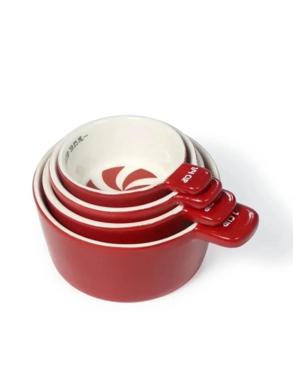 Target Red White Candy Cane Peppermint Swirl 4 Ceramic Measuring Cups Baking